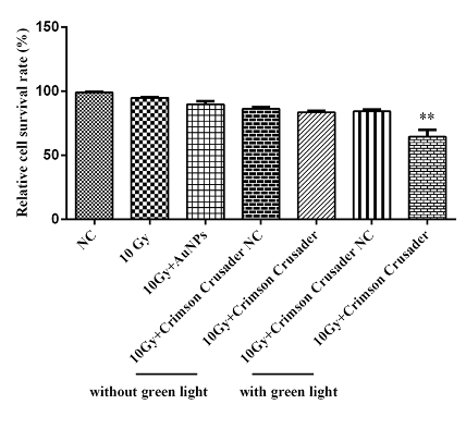 Fig. 9 The cell survival rate of A549 cells impacted by KillerRed